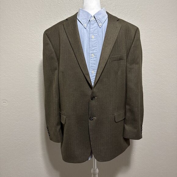 Ralph Lauren Herringbone Equestrian Blazer Sport Coat W/Elbow Patches Size 46R - Picture 2 of 16